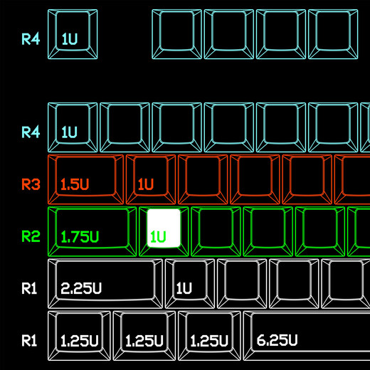 汇瀚R1 1U白陶瓷制 陶瓷键帽 个性键帽 手工键帽 十字轴体通用 R2，1U A键 位置
