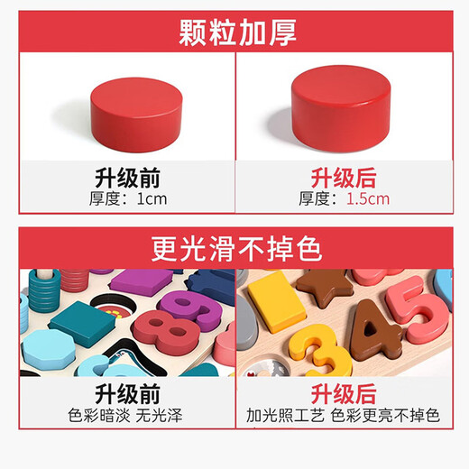 小顽豆幼儿童玩具三合一数字立体拼图积木早教开发1-2岁半3男孩女孩宝宝
