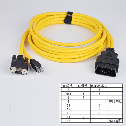 Car OBD male to 6 DB9 female interfaces Serial RS232 diagnostic tool gateway cable Ethernet cable 3.5 meters