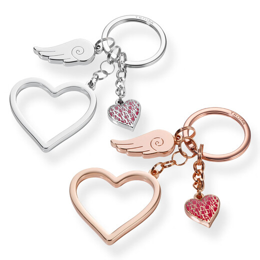 Tuoyika German Tuoyika love metal keychain chain ring rose gold Swarovski rhinestone decoration for women love wings rose gold style