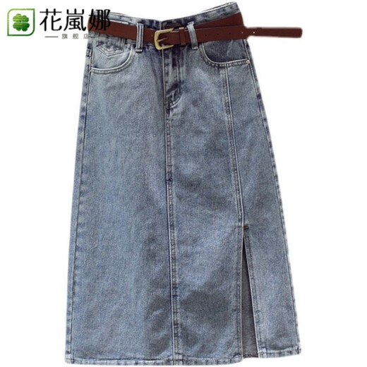 Hua Lanna Denimrock für Frauen 2025 Neuer Sommer dünn mit mittlerer Länge bedeckter langer Rock hoher Taille kleiner A-Linie-Rock 9882 [hellblau] l