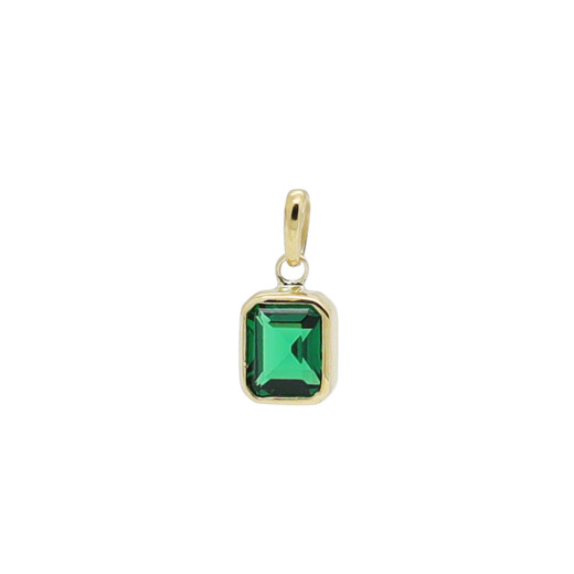 Nanzhi exquisite Korean pure 14K gold pendant female personalized square emerald inlaid K gold clavicle chain pendant separate movable circle pendant without chain 14K gold