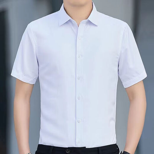 prenomen弹力冰丝免烫短袖衬衫男商务休闲正装职业装工作服男装衬衣 9855 38