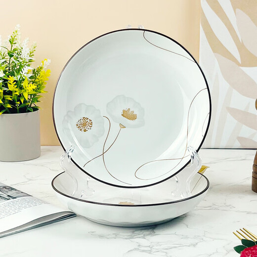 Sujiang tableware set household bowls and plates underglaze color plates and bowls internet celebrity plates microwave suitable tableware set Suijinghao (6 bowls and 4 plates) 10-piece set