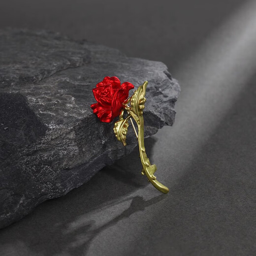 BJYL red rose brooch men's high-end suit corsage men's design niche high-end cool style brooch accessories high-end red rose brooch