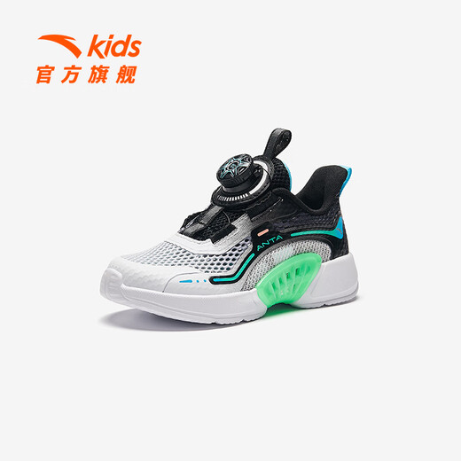 Anta-Kinder-Turnschuhe für Jungen im Sommer 2024 Neues leichter, weicher Sohle atmungsaktives Mesh lässige Laufschuhe Anta-Weiß/Schwarz/Hushui Blue 9904-1 29