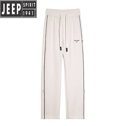 JEEP's new autumn and winter straight-leg casual sweatpants men's loose and drapey velvet striped sports wide-leg long trousers plus velvet dark black thickened 2XL
