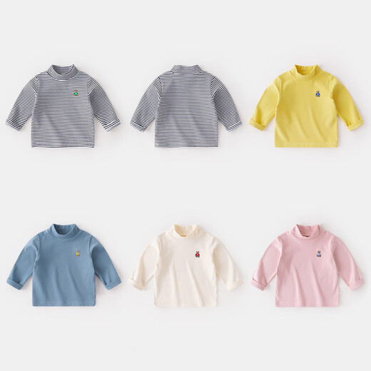 Dudu baby half turtleneck bottoming shirt autumn and winter children's long-sleeved T-shirt fashionable children's thermal clothing winter clothing children's clothing milk white 90