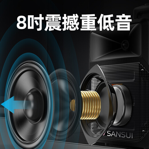 SANSUI A8-66 8-inch square dance speaker, outdoor karaoke speaker, Bluetooth speaker teaching amplifier, ktv audio all-in-one machine, karaoke mobile portable trolley speaker, 8-inch subwoofer, 20 hours, single microphone