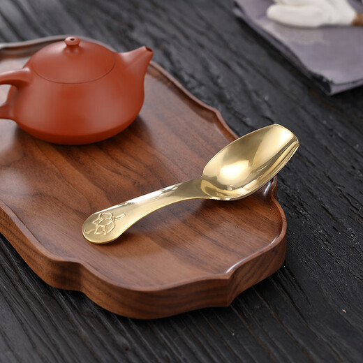 Lulai Juhao high-end brass tea spoon single household tea spoon tea spoon tea making tool tea spoon Kung Fu tea set accessories brass lotus tea spoon