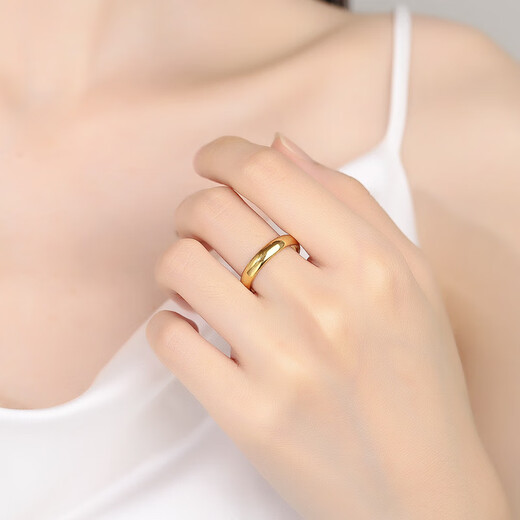 Fat Donglai same style 18k gold ring men's gold store same style gold women's ring live mouth 9999 gold couple glossy meteor shower ring (buy one + one)