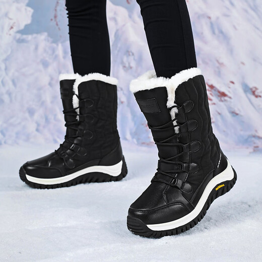 Todas las botas de nieve de Zhoulang para mujeres en invierno Nuevo más lana espesada calientes calientes noreste de algodón noreste impermeable y zapatos al aire libre zapatos para ir al aire libre
