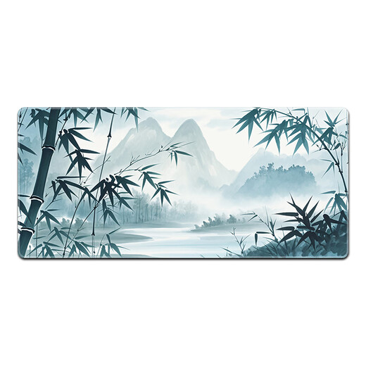 三色猫鼠标垫大号国风山水电竞游戏古风键盘垫定制电脑办公桌桌 12034翠竹远山 80厘米x40厘米*3毫米