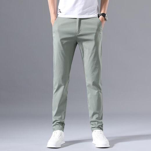 
BPZ casual pants men's summer thin elastic strap elastic trousers small feet pants fashionable slim pants men's pants 9118 khaki + 9118 light green 32 size suitable for weight 1355 Jin [Jin equals 0.5 kg]-145 Jin [Jin equals 0.5 kg]