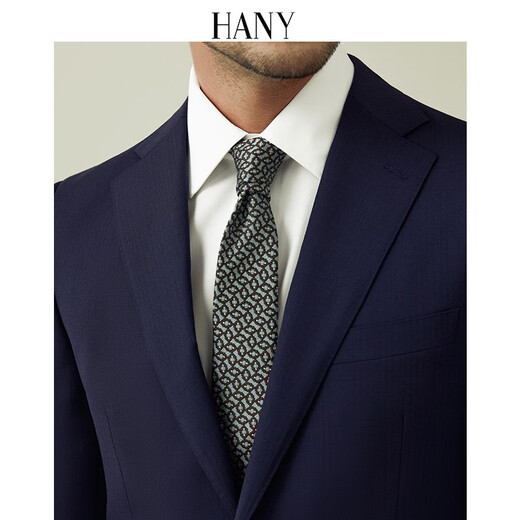 HANY (HANY) Napoli version 120 pure wool suit men's wedding formal wear men's suit men's suit Cable dark blue herringbone pattern 100% Australian wool 48 trousers please contact customer service to select the size