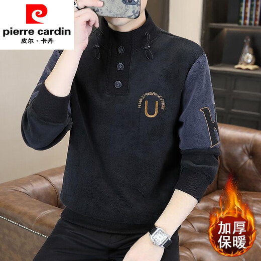 Pier Cardin Men's Half Coldurtleneck Integrated Velvet Sweatshirt Men's Men's épaissis chaud Contrast 2024 AUTOMNE ET WILIN