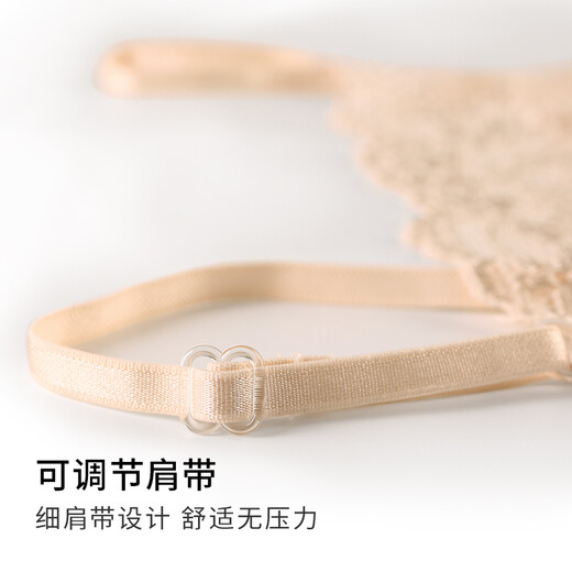 Oufandisang silk suspender tube top anti-exposure lace beautiful back base summer thin inner-body wrap bra milky white L