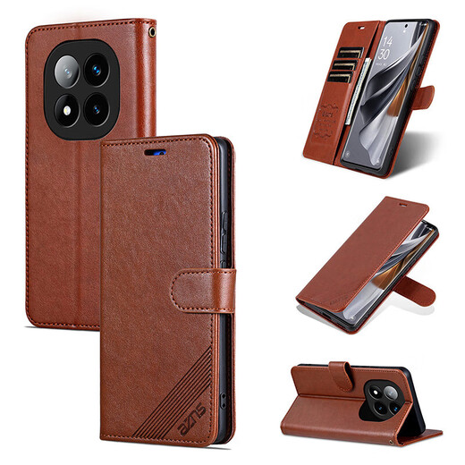 AZNS 红米Note14Pro手机壳翻盖皮套钱包式Redmi note14pro+5G前后全包保护防摔软壳侧翻复古商务男女新 黑色 型号【红米note14Pro】