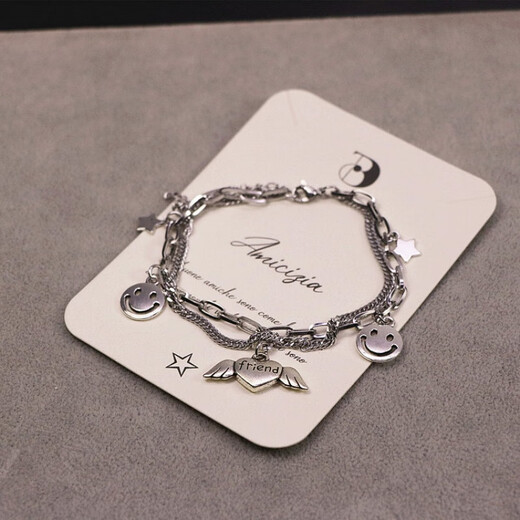 UPOS high-end stainless steel multi-layer in bracelet men and women street students retro trendy hip-hop metal couple bracelet L002 angel wings