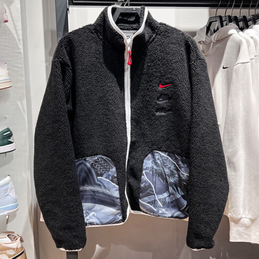 Nike (Nike) Veste du haut du printemps et automne pour hommes Nouveaux imitation chaude Lamb Velvet Stand Collar Fashion Sportswear Veste décontractée FZ6194-010 / Black / Year of Dragon Limited M (170) / suggéré 120-130jin [Jin est égal à 0,5 kg]