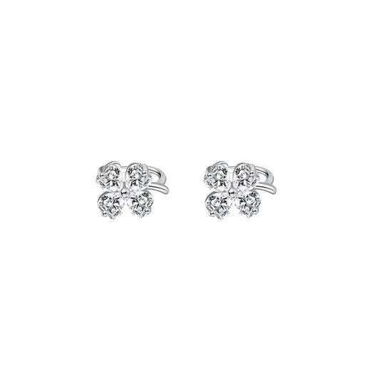 Holycat cat in arms s925 silver four-leaf clover ear clip female birthday gift without pierced earrings ear bone clip ear stud jewelry for girlfriend 925 silver four leaf clover ear clip one pair