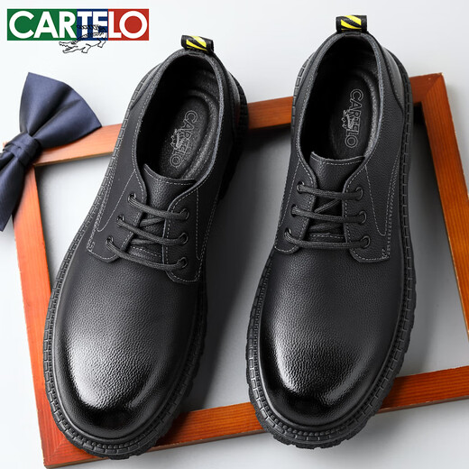 Cartelo Cartelo Cartelo Cartelo Britische Lederschuhe mit großem Kopf der Herrengeschäftsgeschäft für Herren Lederschuhe dicker alleinerhöhenhöheschuhe 9789 Schwarz 39