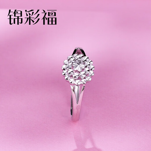 Jincaifu PT950 multi-layered round imitation diamond platinum ring, versatile platinum hand jewelry for women, platinum round imitation diamond ring, about 3.3g