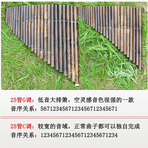 风海名家萧乐器专业排箫25管g调紫竹演奏级排笛乐器二十五苗排箫通用直销 专业25管C调+豪礼