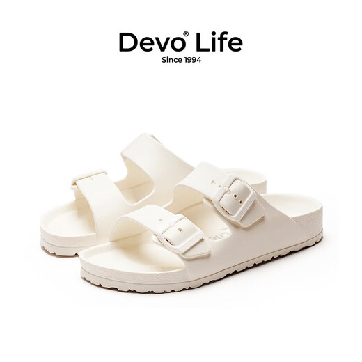 Devo Life's wo men and women's simultaneous sandals EVA slippers wear summer waterproof beach shoes 1618 white EVA 37
