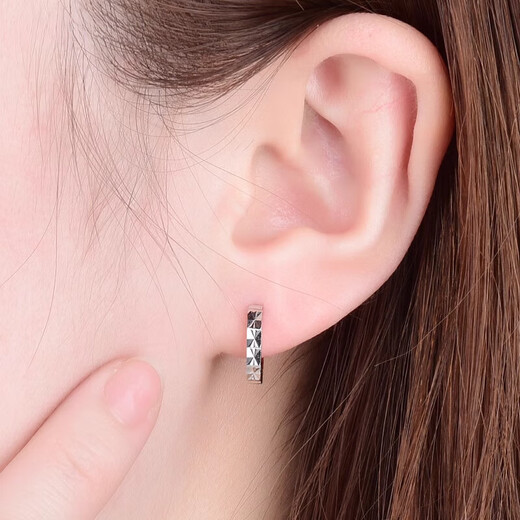 Nilan platinum earrings PT950 earrings for women with platinum carvings PT999 platinum earrings circle earrings PT950 platinum earrings pair about 1.2g + certificate