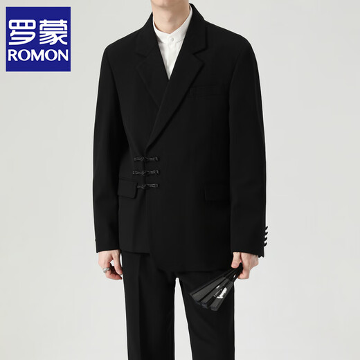 ROMON New Chinese tunic suit, stand collar, engagement groom suit, men's wedding, high-end national style suit jacket, single jacket M