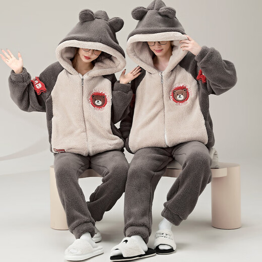 少年情话睡衣男女情侣款珊瑚绒秋冬加绒加厚大码学生青年家居服套装可外穿 YPF3899 男XXL(150-185斤)