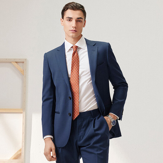 By Creations Imported VBC Pure Wool Suit Men's Lightweight Business Professional Formal Wear Groom Wedding Suit Navy 44