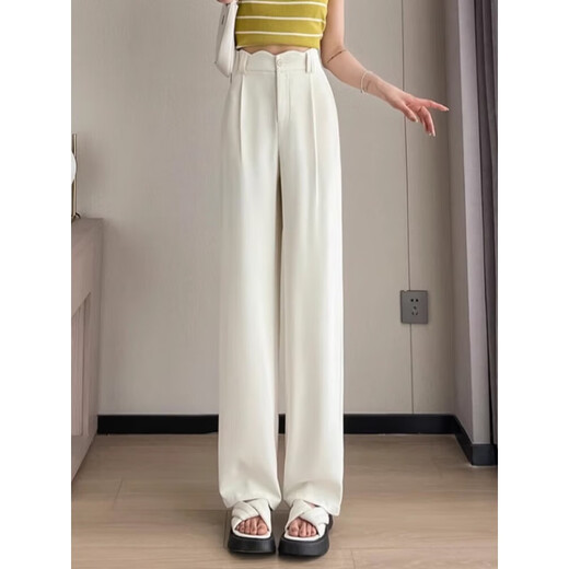 含蕊高腰阔腿裤子女夏季新款宽松百搭潮流休闲裤女士直筒西装长裤 692黑色295 XL 128-143斤
