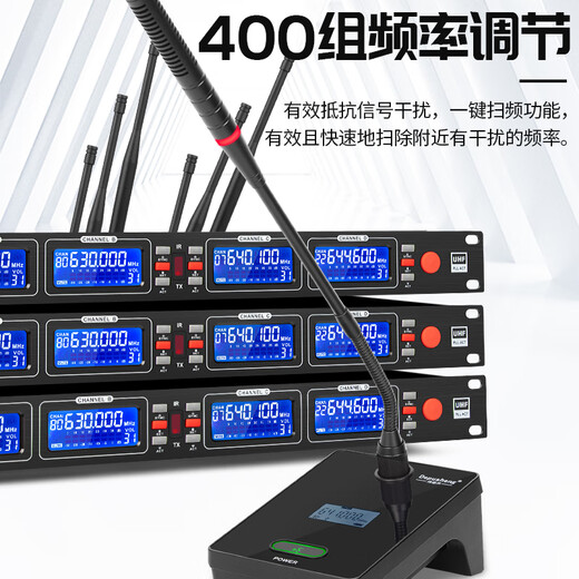 Depusheng Depusheng DR2400 Wireless Conference Microphone One to Four Microphones Professional Performance KTV Stage Wedding Outdoor High Power Lavalier Headband Stage Performance Wireless Microphone (Lavalier models come with a headband cable)