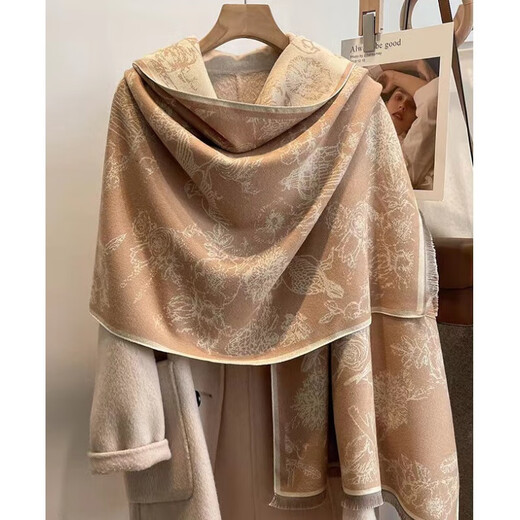 Ordo cashmere family specialty autumn and winter new warm scarf for women's dual-purpose shawl scarf fashionable scarf sheep forest rice gray