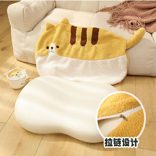 Meet the Beauty Memory Foam Pillow Pillow Cat Belly Pillow Super Soft Cervical Spine Student Male and Female Cat Belly Cute Cartoon Pillow Single Memory Foam Pillow Cat Orange 55x35