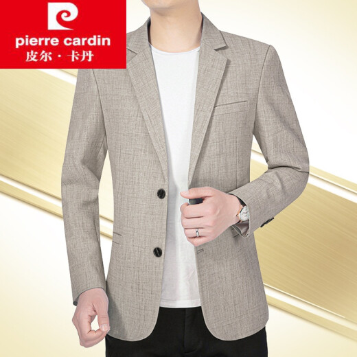 Pier Cardin brand men's clothing Spring and autumn new suit middle-aged men's business casual blazer trendy men's decoration body 3291 beige XL