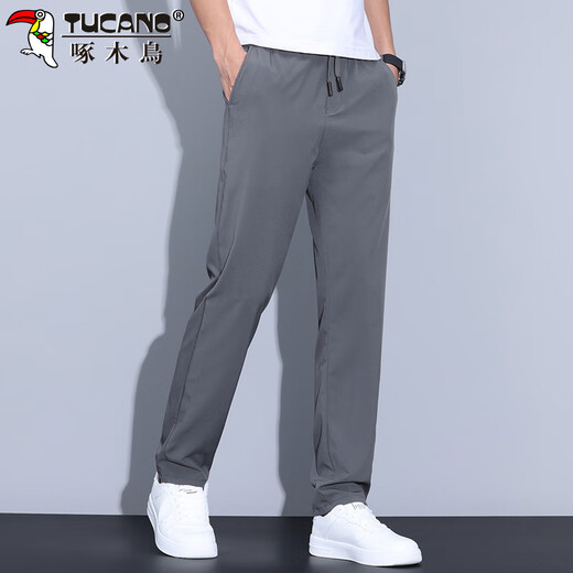 啄木鸟（TUCANO）休闲裤男春夏季薄款裤子男士运动裤潮流弹力透气男裤 灰色 XL