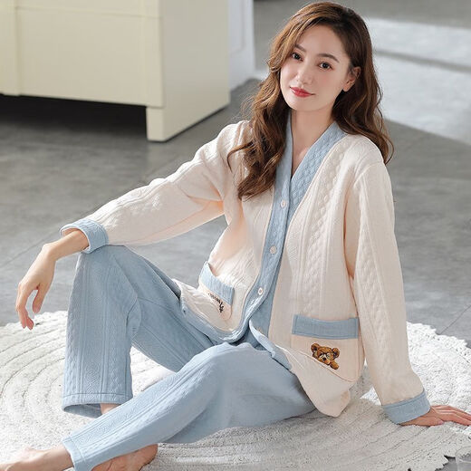 Yalu pajamas for women in autumn and winter thin cotton 2025 new mezzanine air cotton home clothes for outdoor wear XP4839/TF6105 M [80100Jin[Jin equals 0.5 kg]]