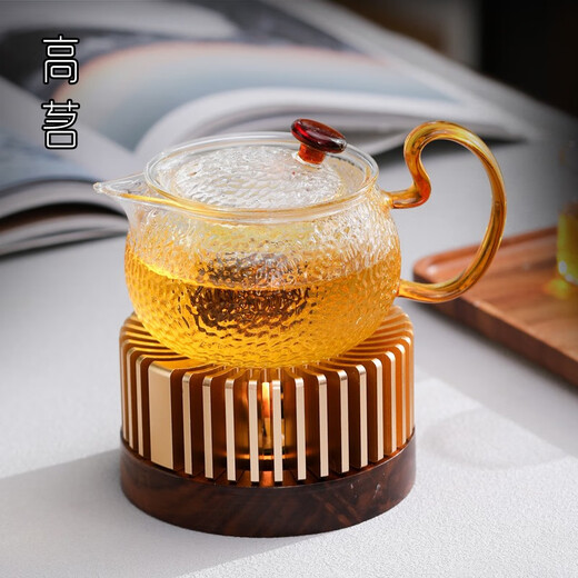 Gaoming candle warm tea stove candlestick warm tea base heating stove teapot tea warmer insulation stove roasted tea stove roasted tea set tea set streamer candle base + hammered pot 240ml