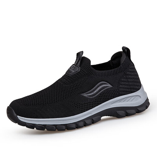 Astral foot and foot lijian old men's summer soft sole non-slip old Beijing cloth shoes one-foot sports casual shoes light mesh dad's shoes 9202 black men's style 40