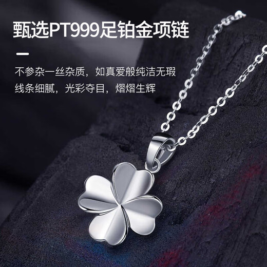 LAOLATU 999 platinum necklace for women PT950 platinum four-leaf clover 2025 new Chinese Valentine's Day gift for wife 999 platinum necklace + pt950 four-leaf clover pendant