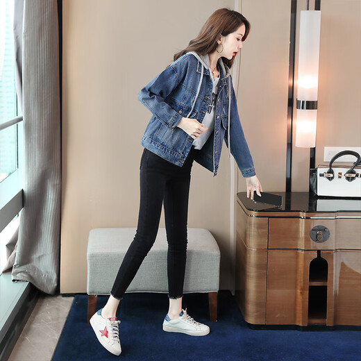 Cypress House con capucha chaqueta de mezclilla corta para mujeres 2025 Ropa de otoño Nuevo estilo maduro de estilo Dos piezas