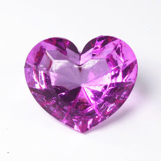 Lingchuan acrylic non-porous transparent heart-shaped gemstone toy children's ornaments sugar pusher to catch crystal birthday reward gift 5cm deep pink love heart ornaments