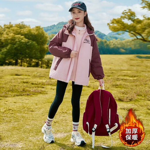 Disha Fairy Tale Girls Jacket Three-in-One Jacket Winter Jacket Padded Thickened Middle and Large Children Autumn and Winter New Style 12 Children's Student Wear Trendy Purple Jacket + Inner Liner 170