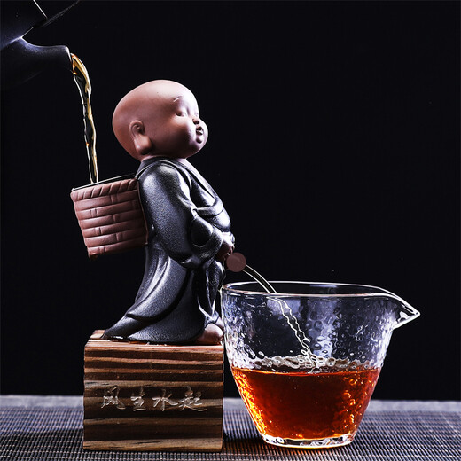 Fantasy creative purple sand tea pet ornaments tea leak filter tea filter kung fu tea set tea ceremony accessories spray water pee childish tea pet red colored sand pottery filter set ornament + fair cup