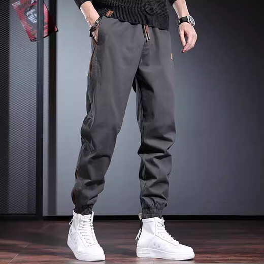 Cotton American trendy workwear pants for men in spring, autumn and winter new fashion brand loose velvet sports casual pants for men black K307 non-velvet high quality L 100-120Jin Jin equals 0.5 kg