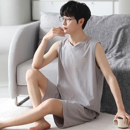 Ran Minchun Pyjamas Herrenweste Sommer Dünner Anzug Herren Hauskleidung ärmellose 200 Jin [Jin ist gleich 0,5 kg] Plus Größe 12027 L [Empfohlen 100-140 Jin [Jin gleich 0,5 kg]]]