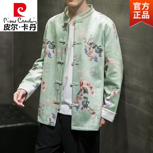 Pierre cardin Chinese style autumn and winter buckle Tang suit New Year's greeting deer leather thick style new Chinese large size Hanfu jacket top men Y756 black collection + attention priority shipping 3XL (light business) Recommended 165-180 Jin [Jin equals 0.5 kg]